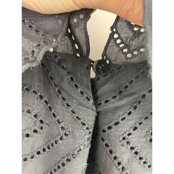 Allison New York Eyelet Spaghetti Strap Ruffle Romper Black - Picture 14 of 14